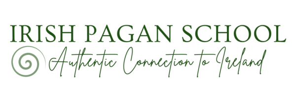 Irish Pafan School Logo in shades of dark green, with a lighter spiral image, and the tagline - Authentic Connection to Ireland.